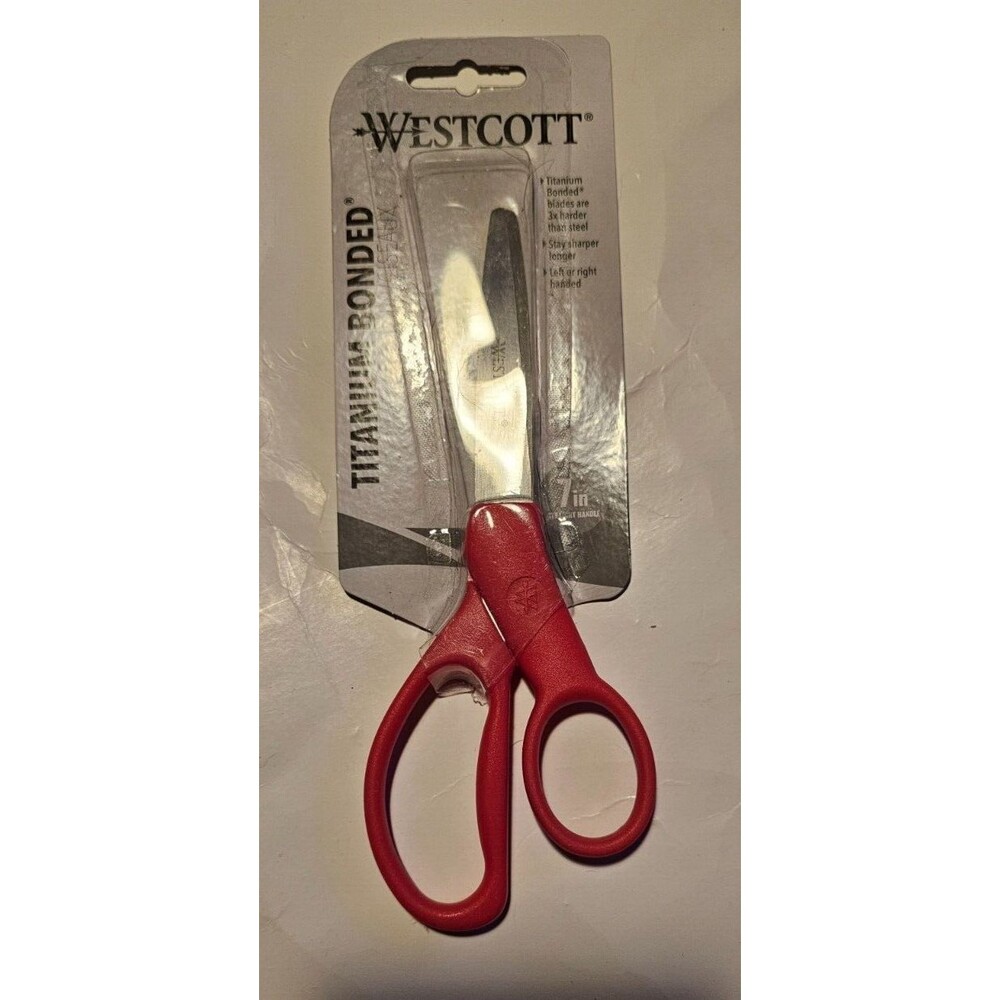 SCISSORS WESTCOTT TITANIUM BONDED NON STICK, 7" STRAIGHT, BLADES 3X HARDER New